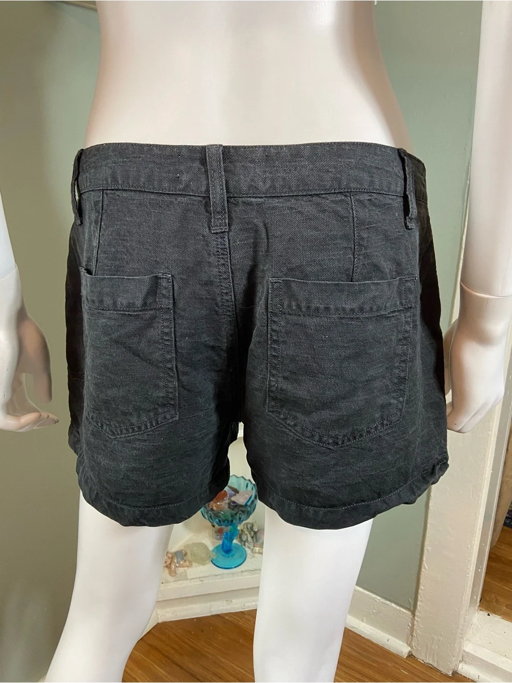 Joie Wilma Black Faded Linen Blend Studded Side Trim Shorts Sz 4 [CH]